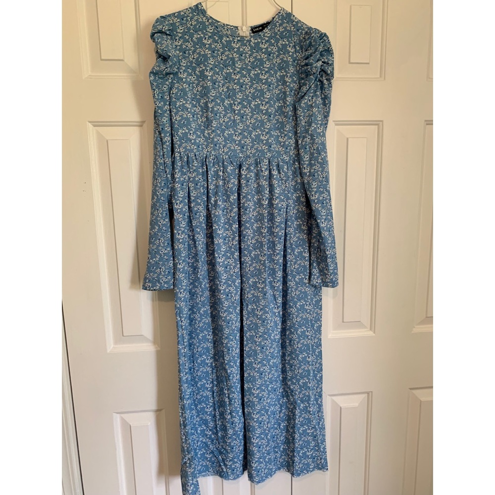 SHEIN Maxi blue flower dress